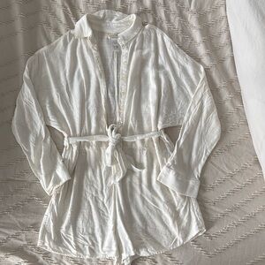 L*Space White Button-Up Romper